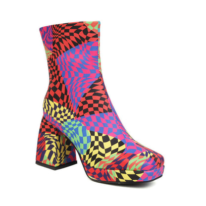 Lisa | Orthopedic Printed  Square Toe Heel Boots