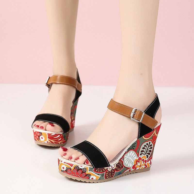 OrthoCare Floral Embroidered High Heel Sandals - Unique Elegance