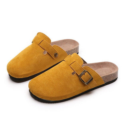 OrthoCare Women’s Suede Clog Sandals – Adjustable Buckle Comfort Slides