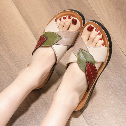 Savella | Women’s Orthopedic Leaf Patchwork Comfort Slide Sandals