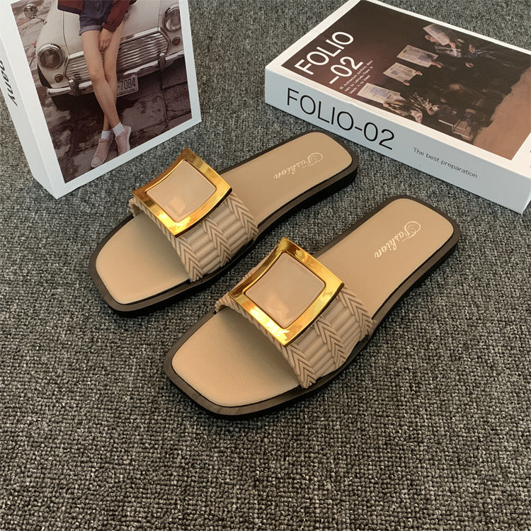 Lazelle | Women’s Orthopedic Square Buckle Slide Sandals