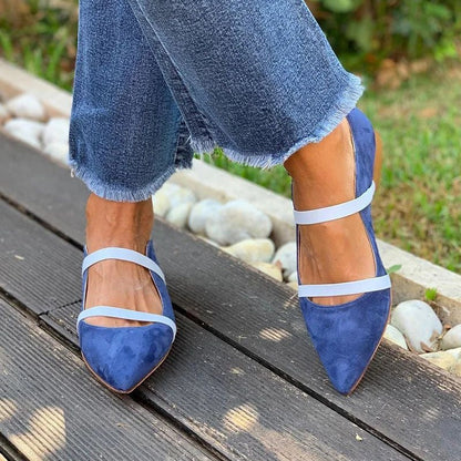 OrthoCare Suede Shoes With Low Heels And Two Thin Bands