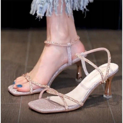 Virelle | Women’s Orthopedic Rhinestone Ankle Strap Kitten Heel Sandals