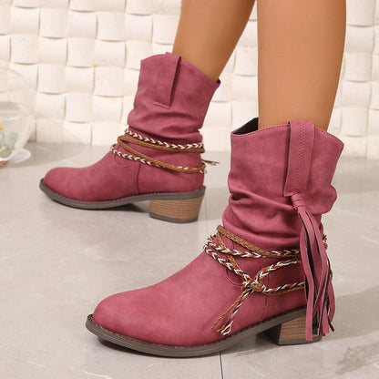 OrthoCare Pleated Tassel Boots - Ergonomic Comfort