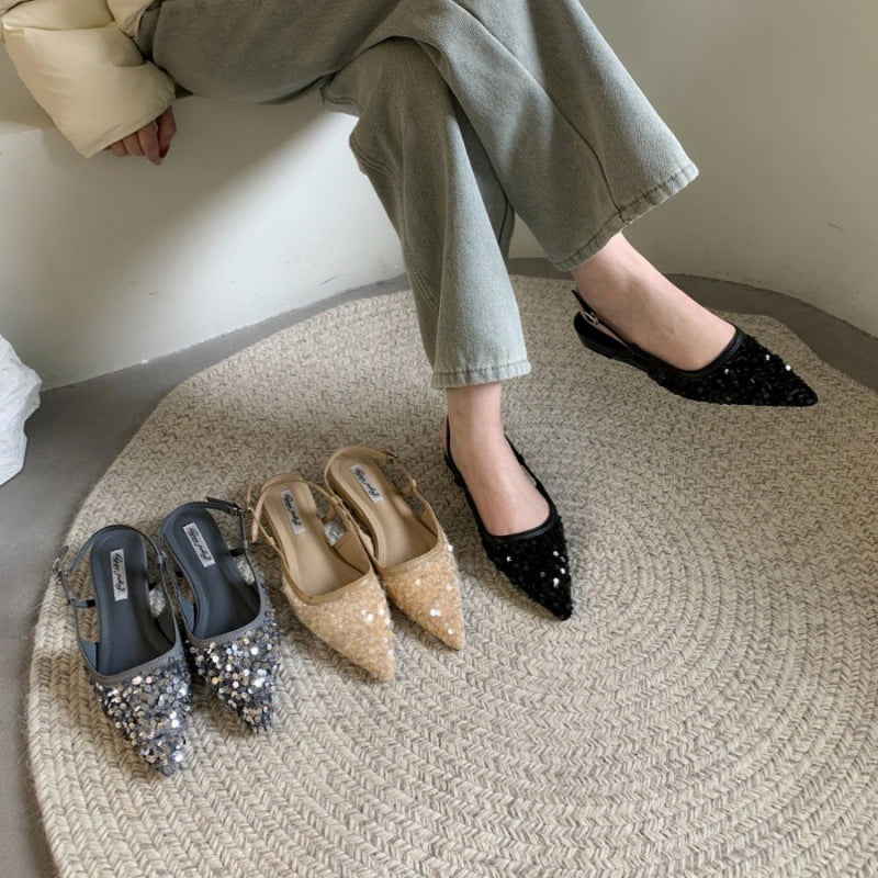 OrthoCare Silver Sequined Pumps - Unique French Style