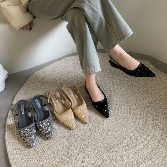 OrthoCare Silver Sequined Pumps - Unique French Style