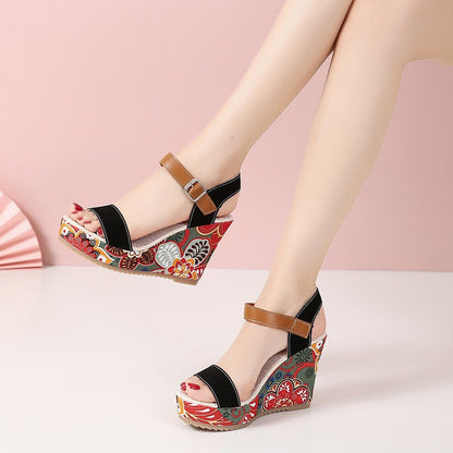 OrthoCare Floral Embroidered High Heel Sandals - Unique Elegance