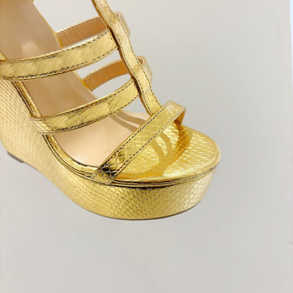 Rosalind | Women’s Orthopedic Metallic Gladiator Platform Wedge Sandals