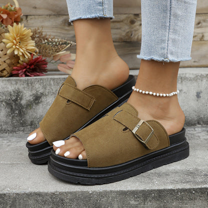 Rhiannon | Women’s Orthopedic Double Buckle Platform Slide Sandals