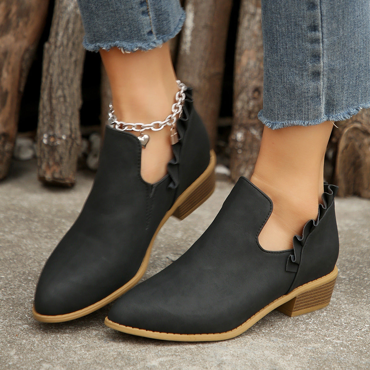 OrthoCare Women's Chunky Heel Pointed Toe Boots