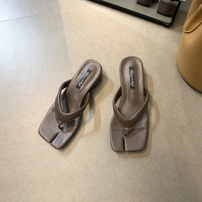 Wistera  | Women’s Orthopedic Square Toe Thong Mule Sandals