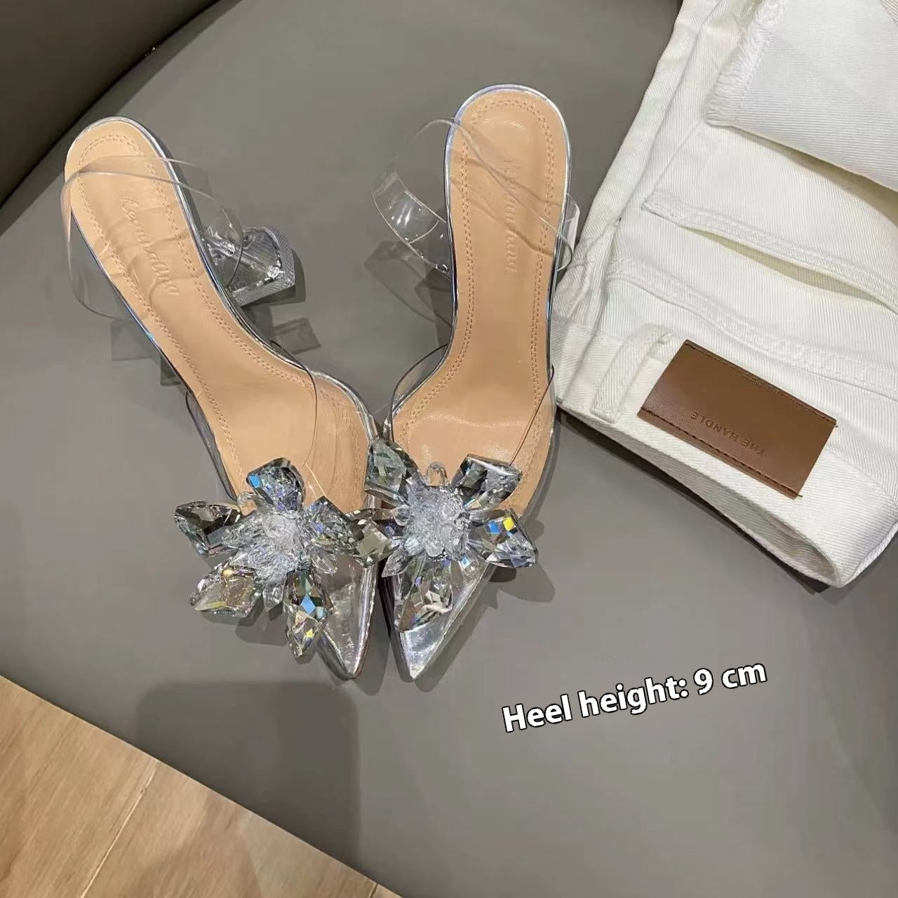 OrthoCare Rhinestone Butterfly Pointed Toe Slingback Heels