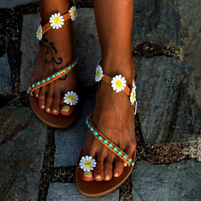 Floris | Women’s Orthopedic Boho Daisy Toe Ring Sandals
