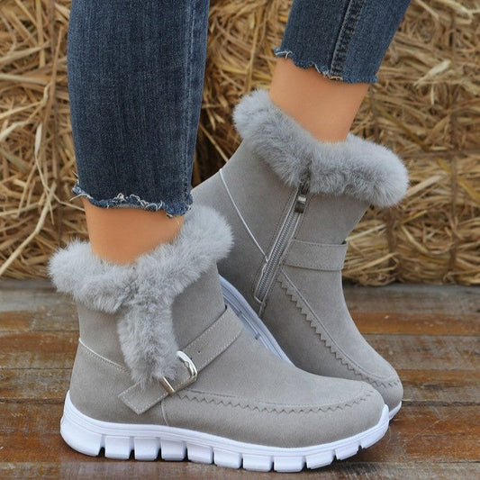 Anabelle | Orthopedic Plush Ankle Boots With Buckle Design