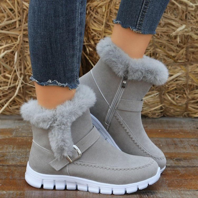 Anabelle | Orthopedic Plush Ankle Boots With Buckle Design