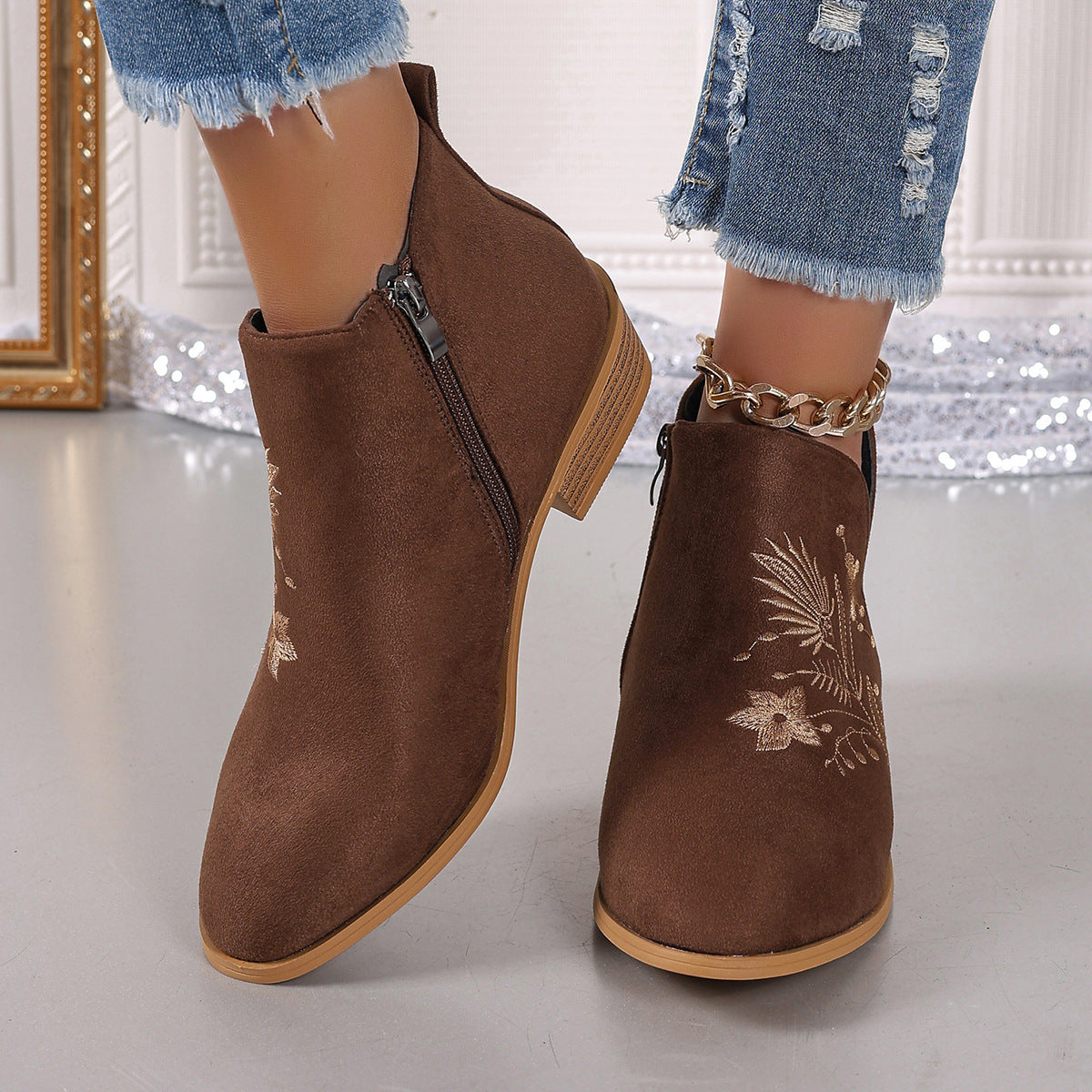 OrthoCare Printed Short Boots - Pointed Toe Comfort