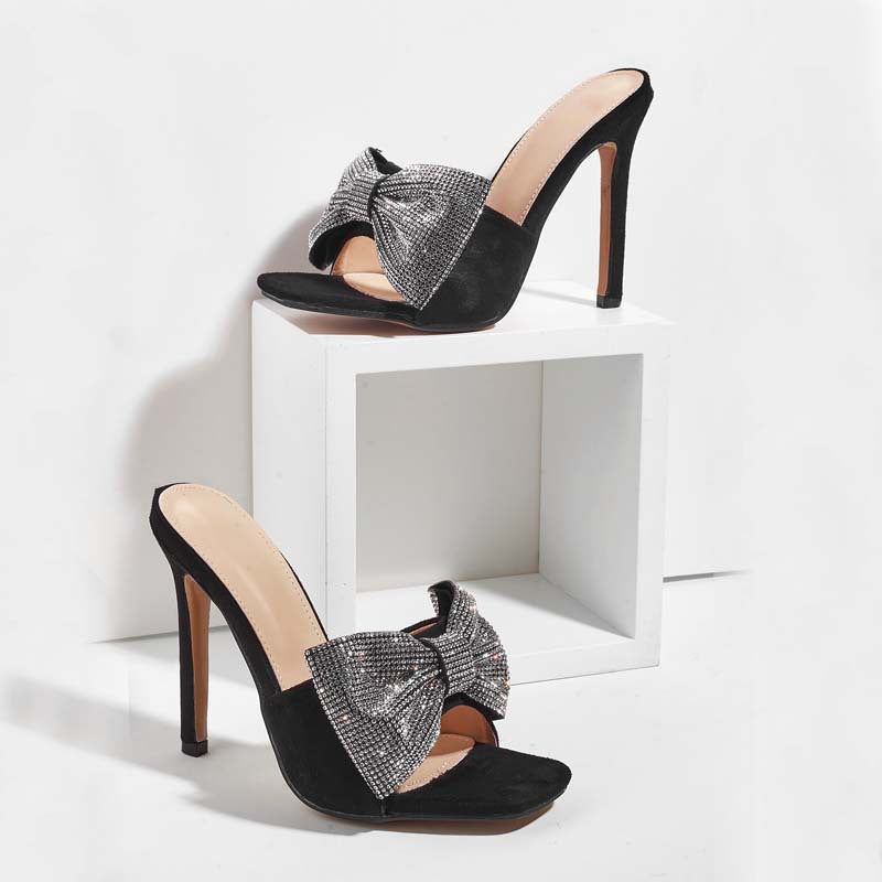 Amaryllis | Women’s Orthopedic Rhinestone Bow Stiletto Mule Sandals