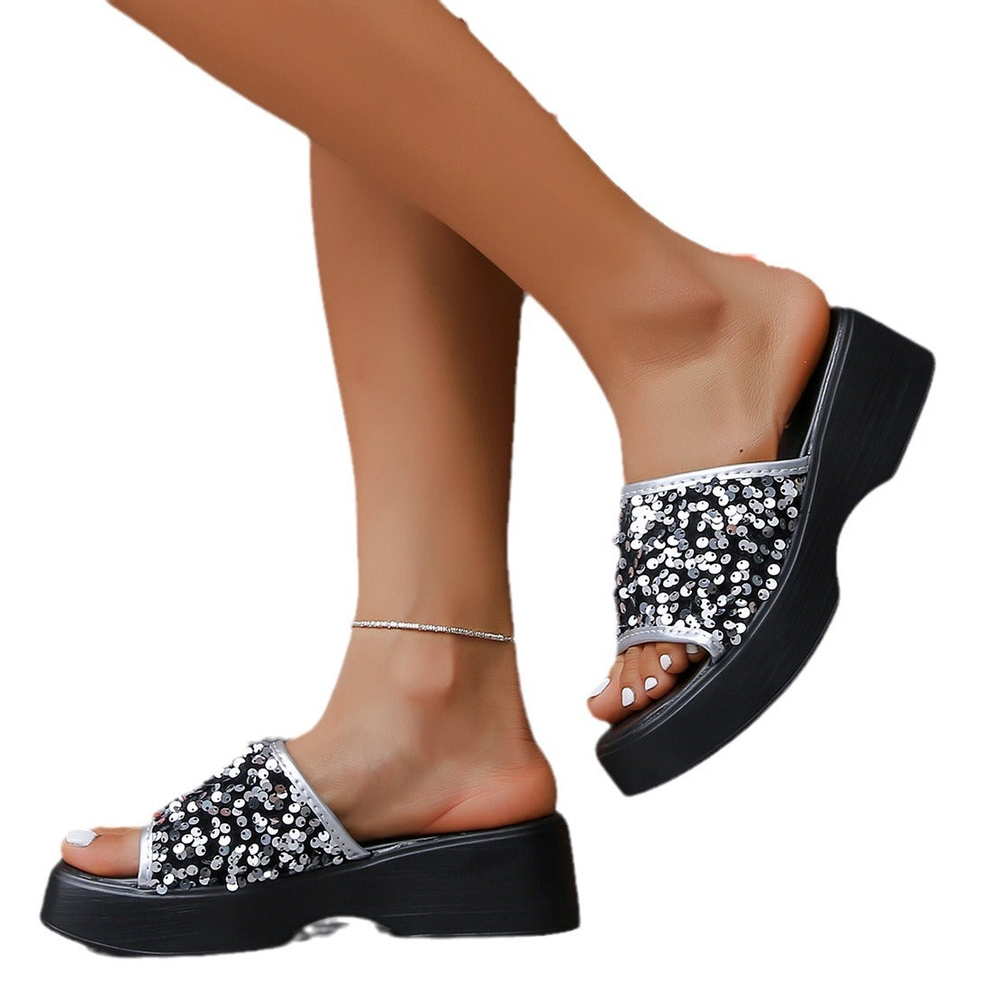 OrthoCare Rhinestone Platform Slide Sandals