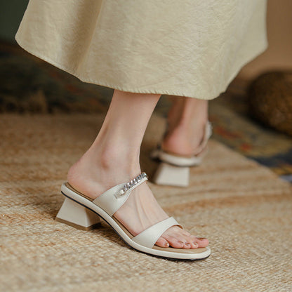 Calypso | Women’s Orthopedic Rhinestone Strap Block Heel Mule Sandals