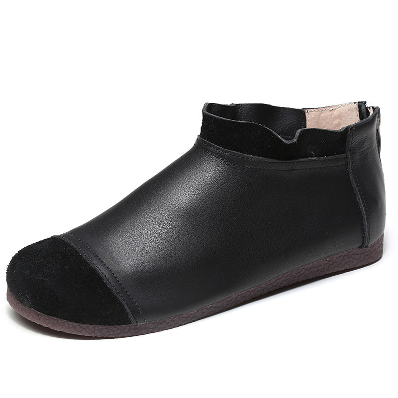 Orthopedic Leather Ankle Boots – Soft Comfort Slip-On Lightweight Casual Shoes