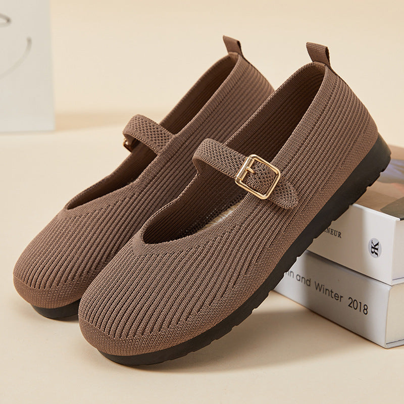 OrthoCare Women’s Knit Mary Jane Flats – Breathable Lightweight Comfort Shoes