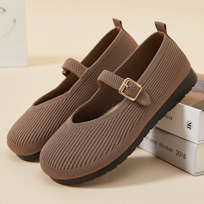 OrthoCare Women’s Knit Mary Jane Flats – Breathable Lightweight Comfort Shoes