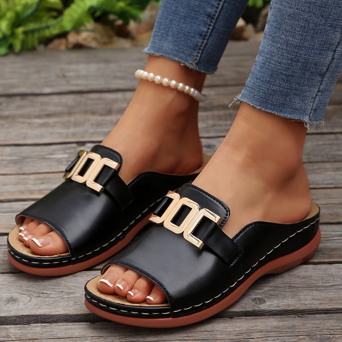 OrthoCare Wedge Sandals - Peep Toe Platform Comfort