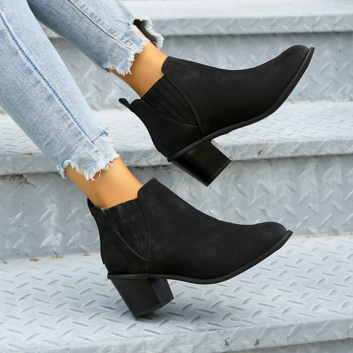 OrthoCare Ankle Boots - Thick Heel Slip-On Comfort