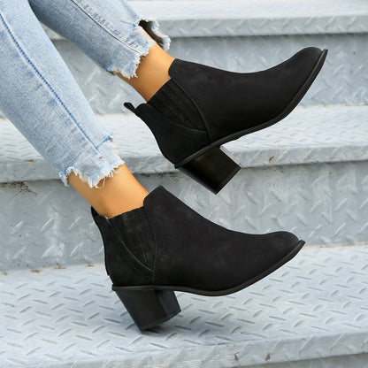 OrthoCare Ankle Boots - Thick Heel Slip-On Comfort