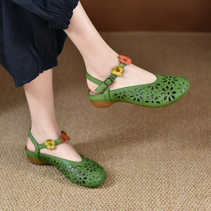 OrthoCare Floral Cutout Flats – Vintage Handmade Comfort Shoes