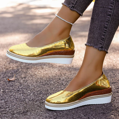 Ferelith | Women’s Orthopedic Metallic Slip-On Comfort Flats