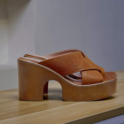 Querida | Women’s Orthopedic Cross Strap Platform Mule Heels