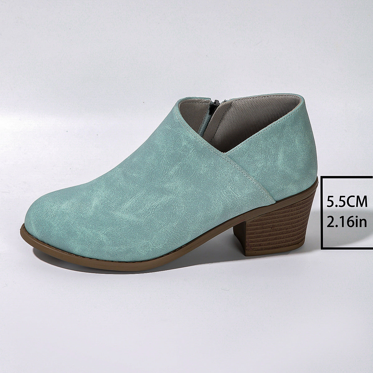 Rona | Orthopedic Chunky Heel Round Toe Ankle Boots With Side Zipper