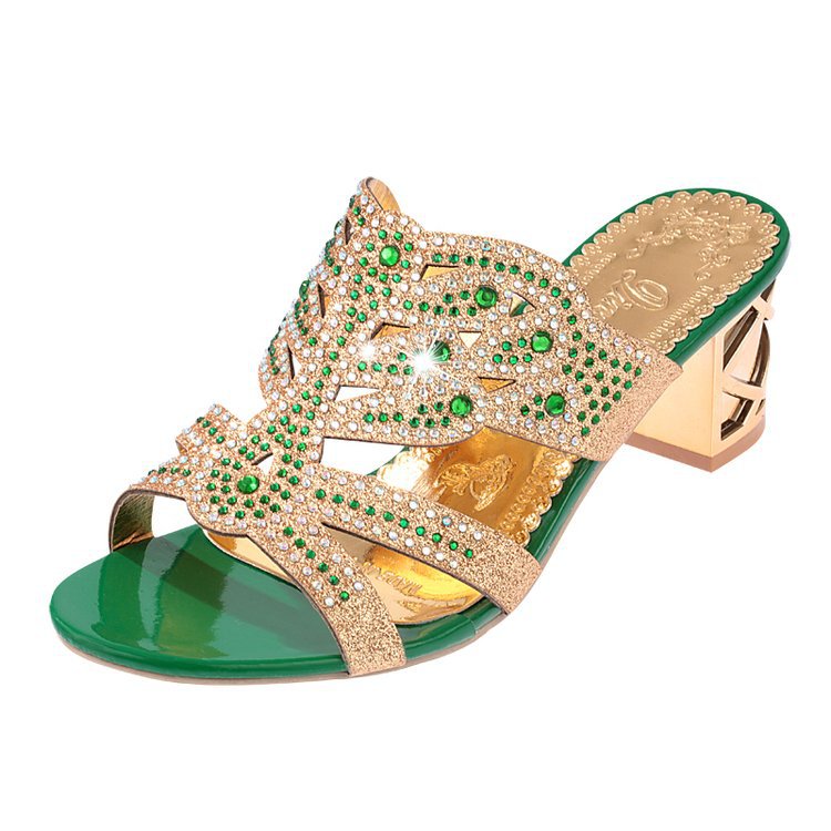 Winora | Women’s Orthopedic Rhinestone Cutout Block Heel Sandals