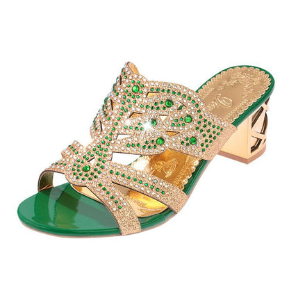 Winora | Women’s Orthopedic Rhinestone Cutout Block Heel Sandals