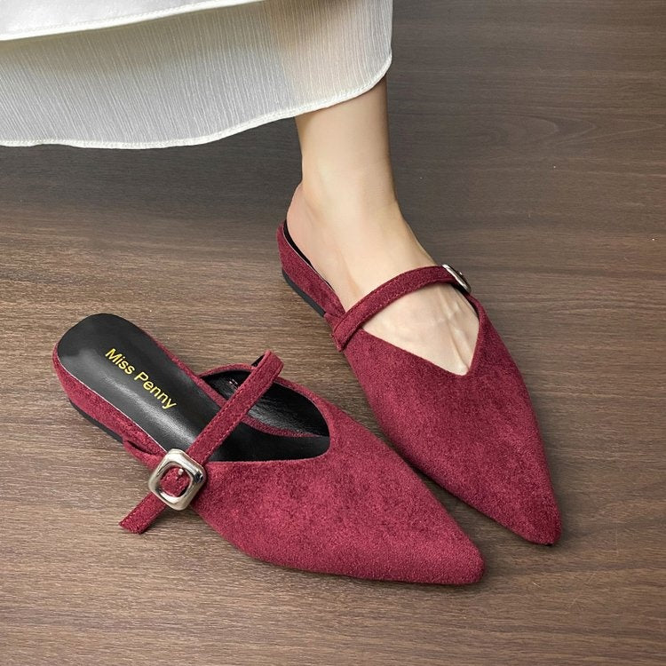 OrthoCare | Pointed Toe Buckle Strap Slingback Flats