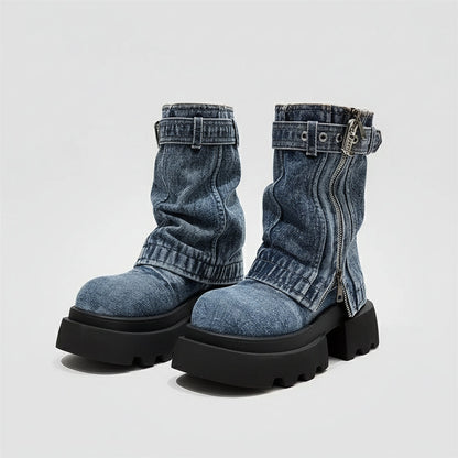 Lara | Orthopedic Denim Combat Boots