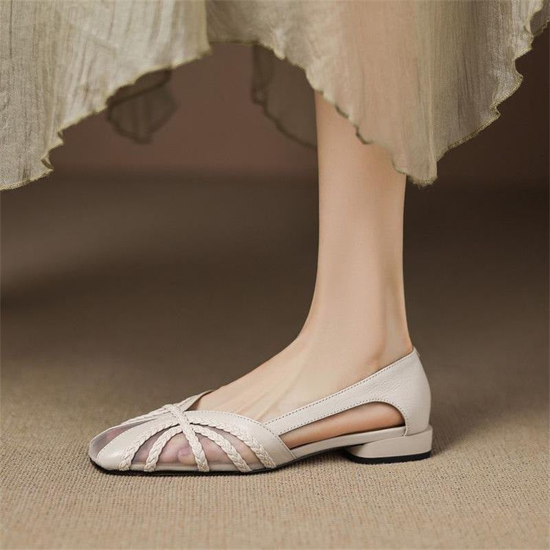 OrthoCare Pointed Toe Woven Slingback Flat Sandals