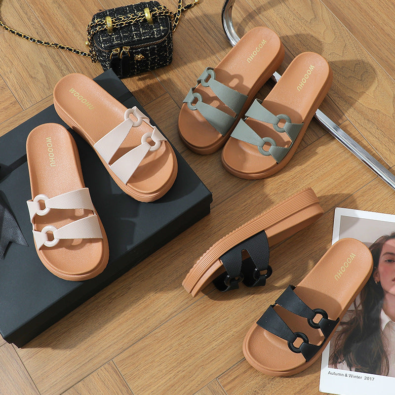 Nolani | Women’s Orthopedic Decorative Buckle Platform Slide Sandals