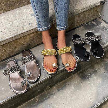 Novalie | Women’s Orthopedic Rhinestone Toe Ring Slide Sandals