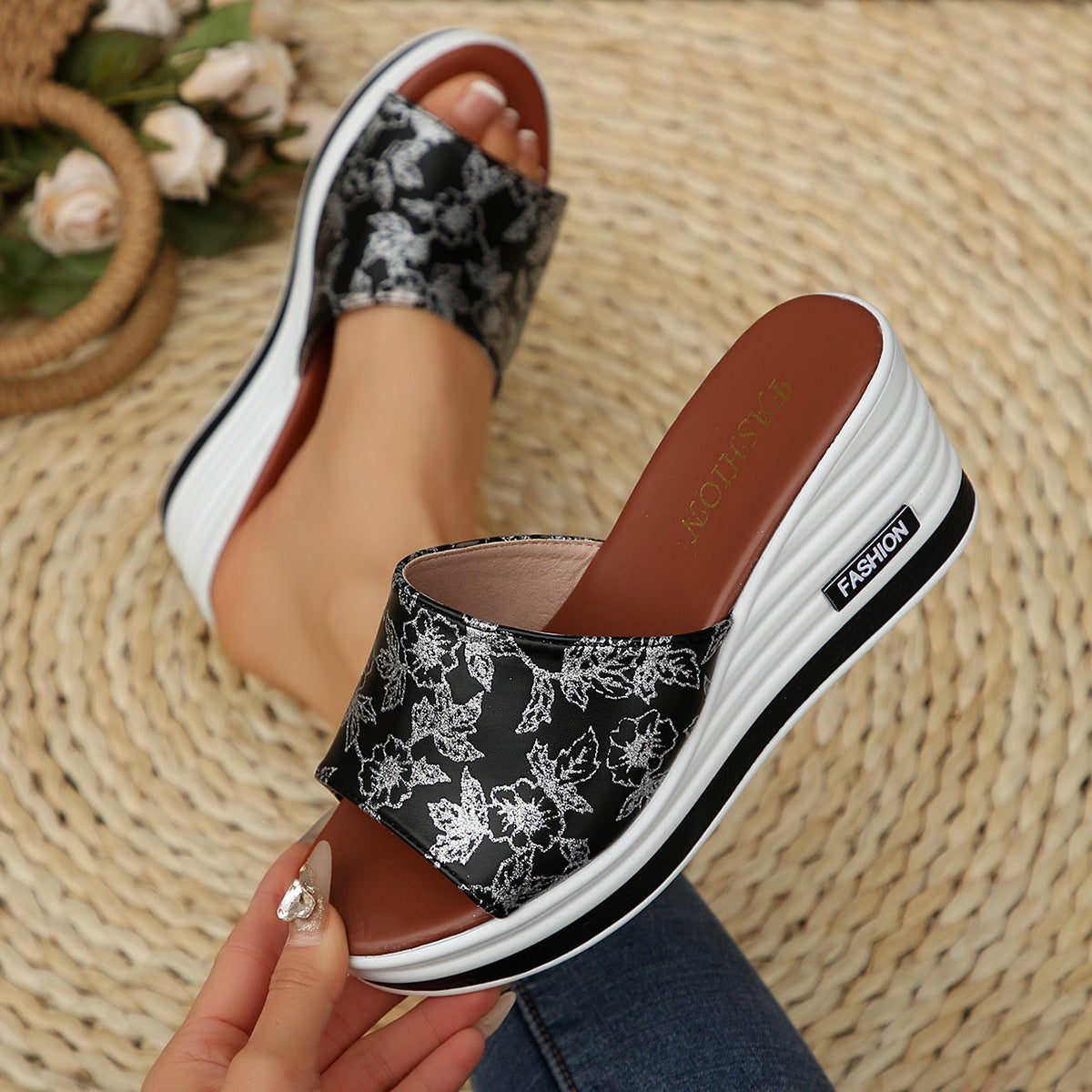 Heleneva | Women’s Orthopedic Platform Slide Wedge Sandals