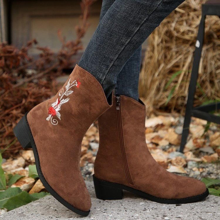 OrthoCare Mid-Calf Boots - Embroidered Comfort