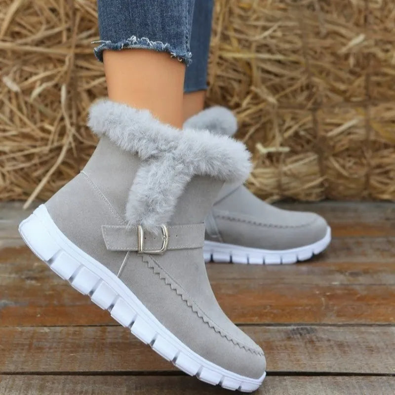 Anabelle | Orthopedic Plush Ankle Boots With Buckle Design