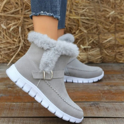 Anabelle | Orthopedic Plush Ankle Boots With Buckle Design