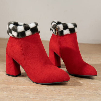 OrthoCare Plush Ankle Boots - Square Heel Comfort