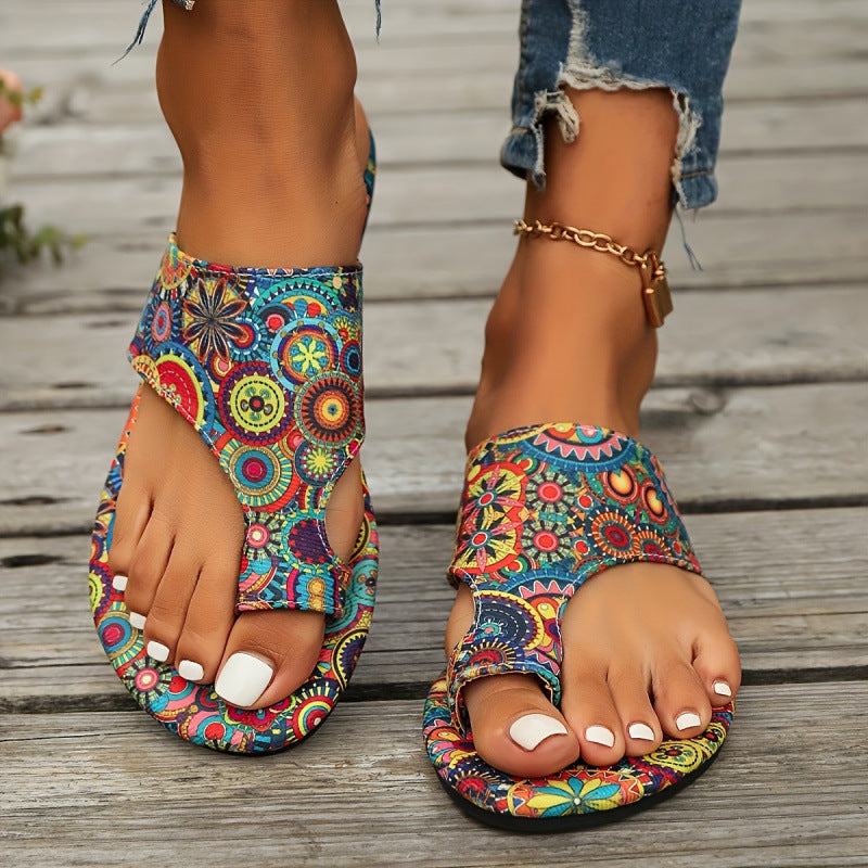 OrthoCare | Bohemian Beaded Toe Ring Flat Sandals