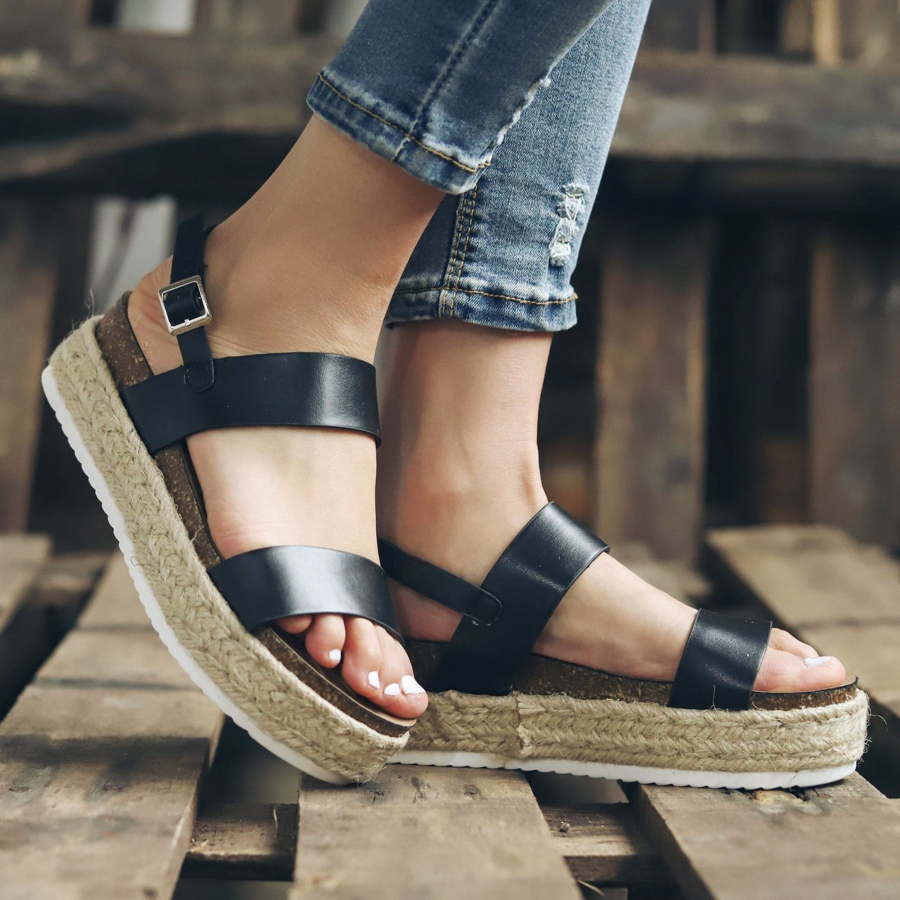 Belisama | Women’s Orthopedic Double Strap Espadrille Platform Sandals