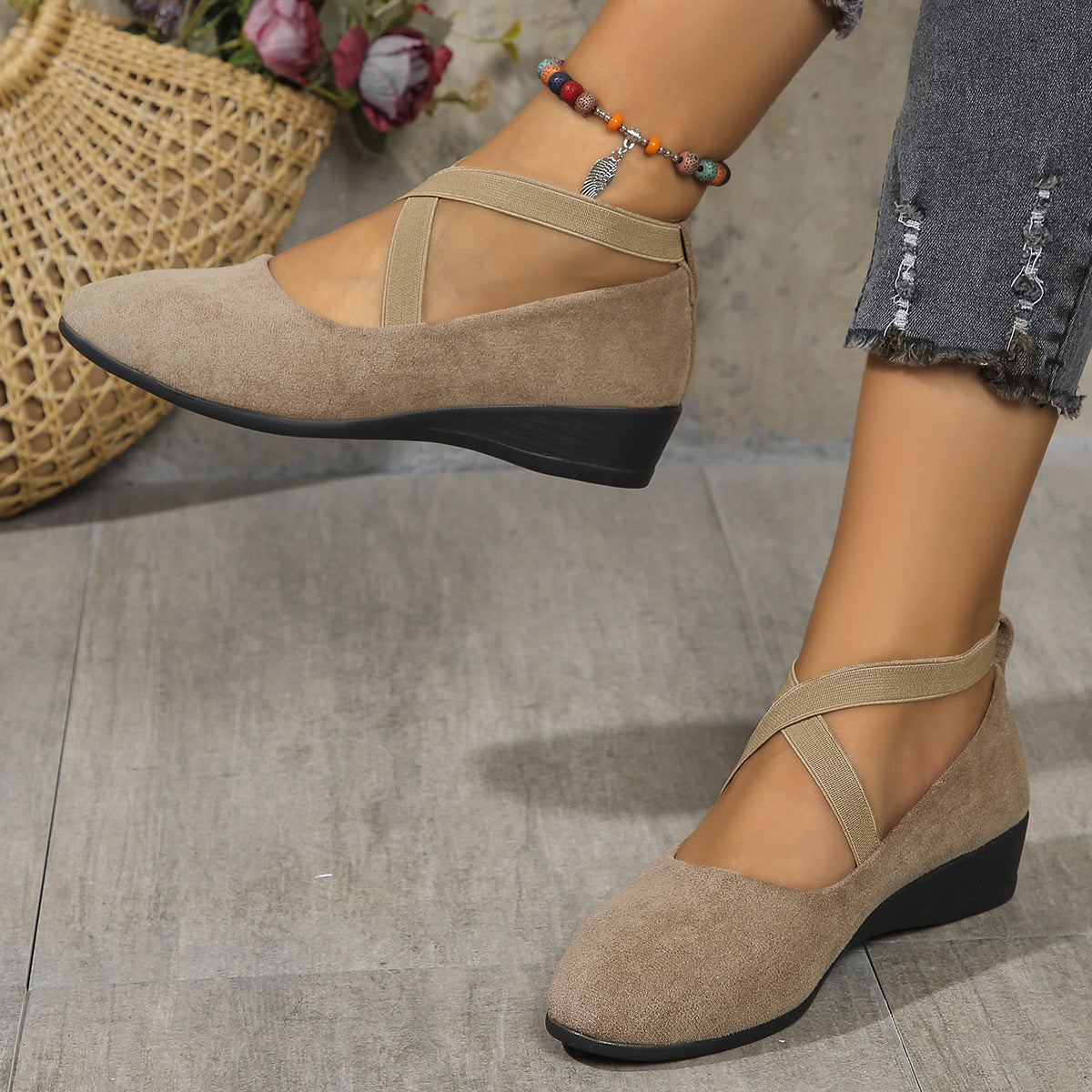 OrthoCare Cross Strap Comfort Flats – Stylish Support Everyday Shoes