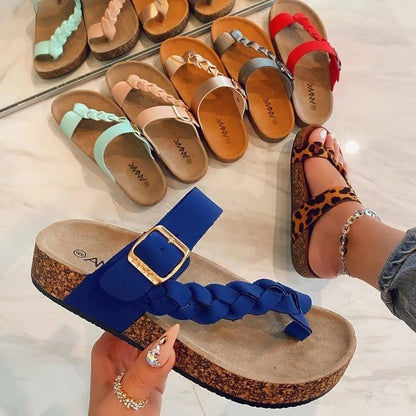 Apolline | Women’s Orthopedic Braided Buckle Cork Footbed Sandals