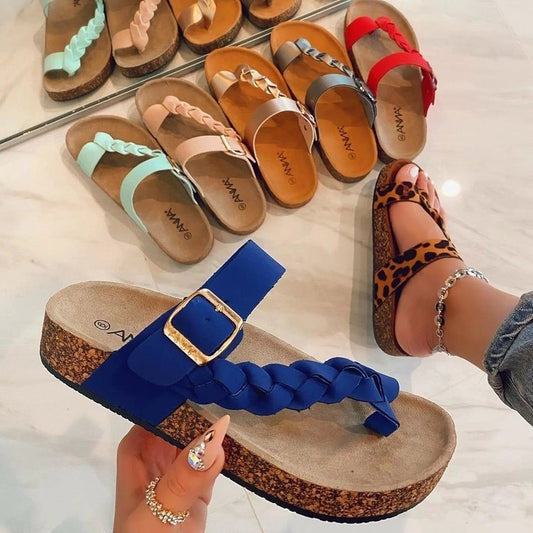 Apolline | Women’s Orthopedic Braided Buckle Cork Footbed Sandals